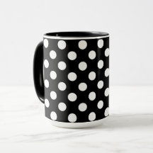 Bolinhas brancas grandes Na moda de caneca preta