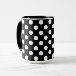 Bolinhas brancas grandes Na moda de caneca preta