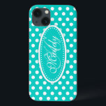 Bolinhas chamada teal aqua ipad case<br><div class="desc">Meninas modernas,  uma bolinhas de chá aqua brilhante,  uma caixa gráfica com padrão. Perfeito para personalizar seu ipad ou como um Natal especial ou presente de aniversário para uma mulher ou uma adolescente. Personalize com seu nome e inicial. Este exemplo diz: Maddy K. Design por Sarah Trett.</div>