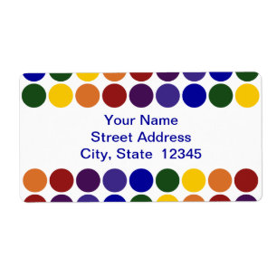 Bolinhas do arco-íris na etiqueta de transporte