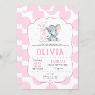 Bolinhas do rosa do convite do primeiro