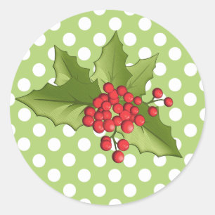 Bolinhas e etiquetas festivas do Natal do azevinho