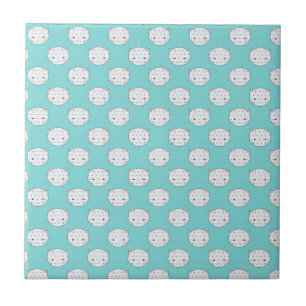 Bolinhas Gatinho branco face over teal