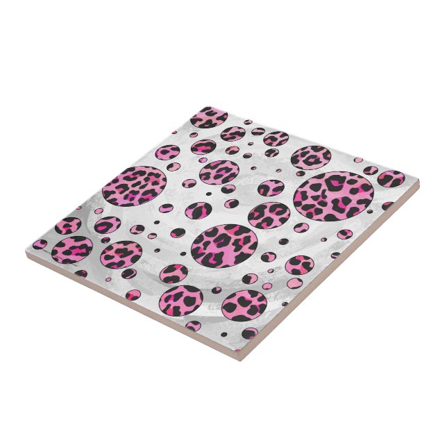 Bolinhas-leopardo-preto e Impressão cor-de-rosa-qu (Lateral)