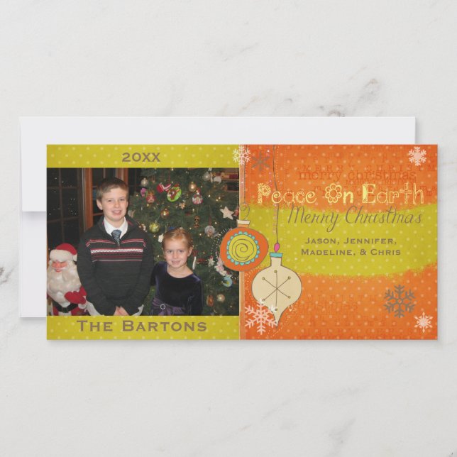 Bolinhas Ornaments Cartão com fotos de Natal (Frente)