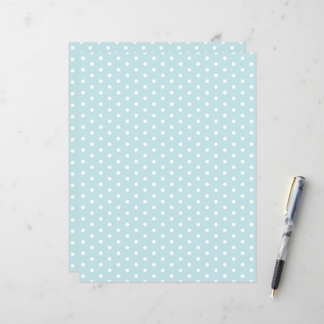Bolinhas Patterno Pastel Blue Scrapbook Paper (Frente/Verso In Situ)