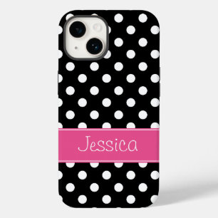 Bolinhas Preppy Pink e Black Personalizadas