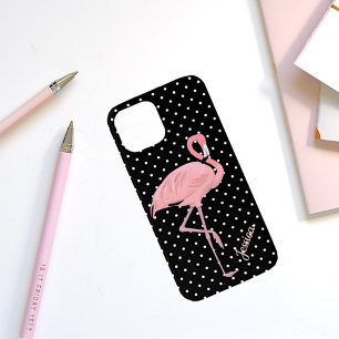 Bolinhas Preta e Branca com Flamingo