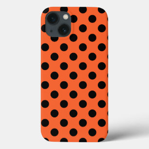 Bolinhas pretas na capas de iphone laranja de gabi