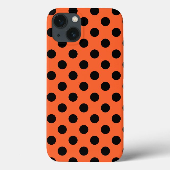 Bolinhas pretas na capas de iphone laranja de gabi (Verso)