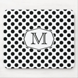 Bolinhas preto e branco Mousepad do monograma