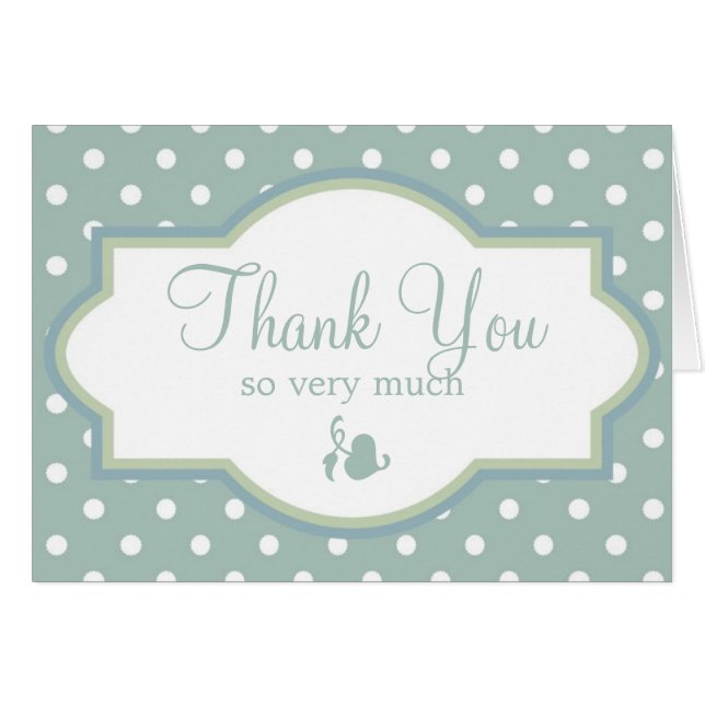 Bolinhas Verde Azul e Branco Obrigado Cartões (Frente Horizontal)