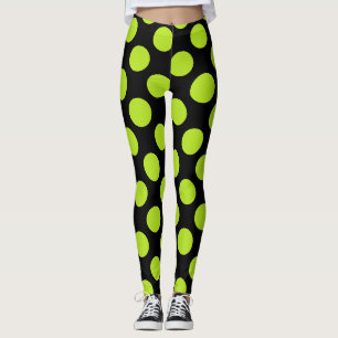Bolinhas Verde Lima Gigantes em Leggings Pretas