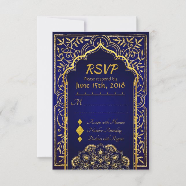Bollywood Arabian Nights Wedding RSVP Card (Frente)