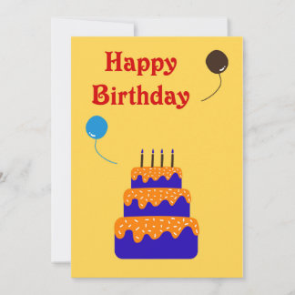 Bolo com balão - Cartão de aniversário