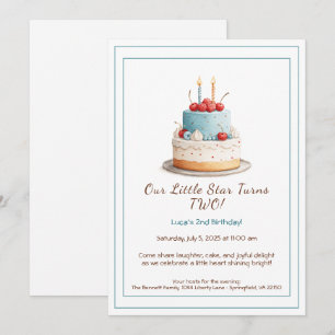 Bolo de Aniversário Azul e Vermelho – Convite de 2