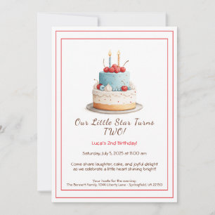 Bolo de Aniversário Azul e Vermelho – Convite de 2