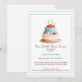 Bolo de aniversário azul e vermelho - Convite para