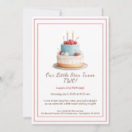 Bolo de aniversário azul e vermelho - Convite para