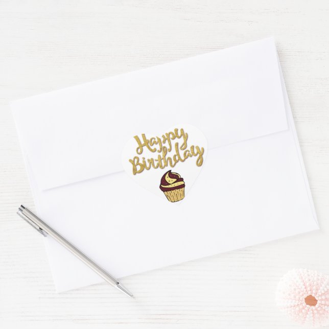 Bolo de Aniversário Coração Adesivo (Envelope)