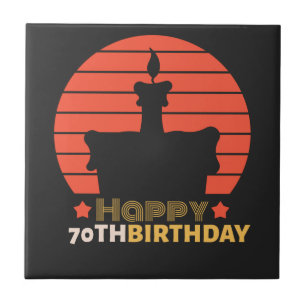 bolo de aniversário de 70 feliz amarelo-alaranjad