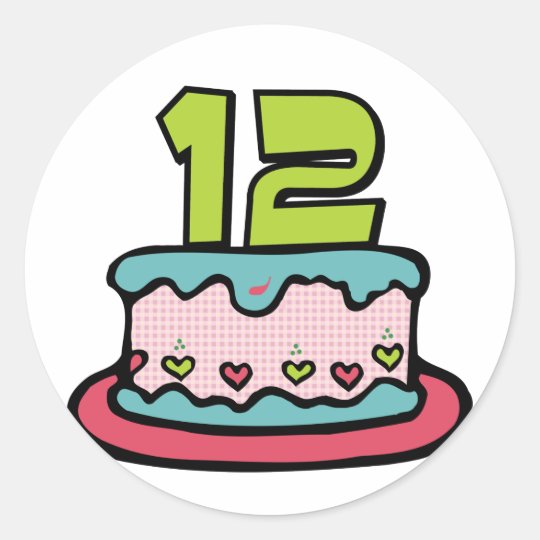 Bolo de aniversário do adolescente de 12 anos adesivo redondo