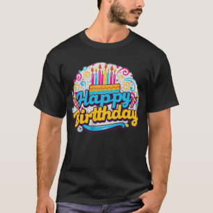 Bolo de aniversário feliz de design de camiseta /