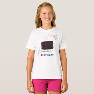 Bolo de Aniversário Impresso Camiseta de Menina
