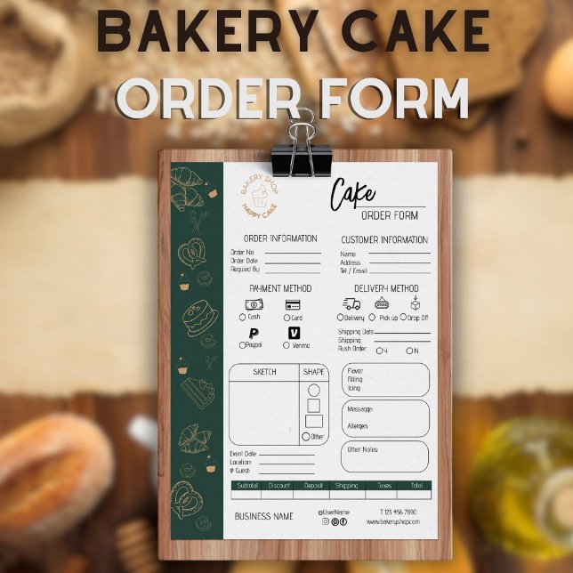Bolo de bolos de padaria para pequenas empresas (Cake Order Form Bakery Small Business Wedding Cake)