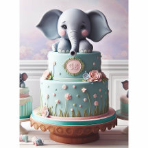 BOLO DE CAMADAS DE ELEFANTES PEQUENOS FOFO