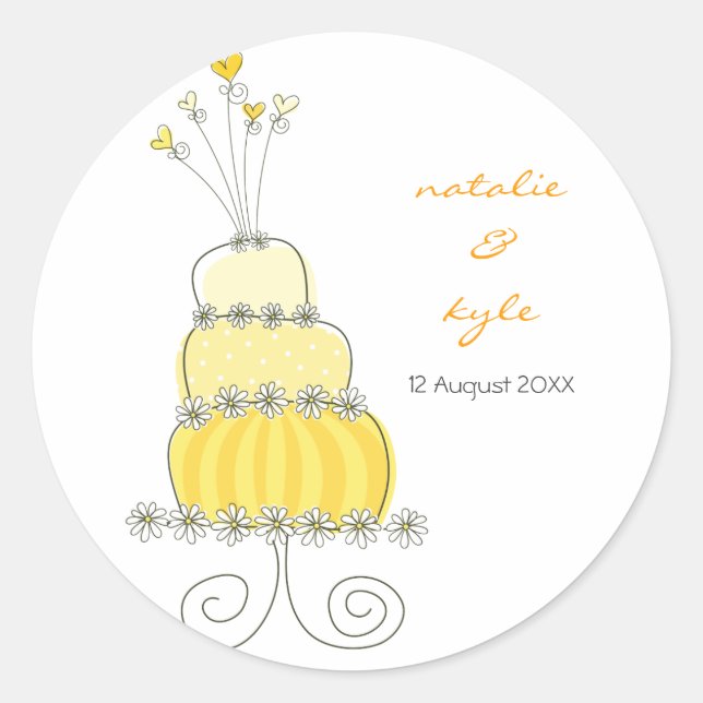 Bolo de Casamento Amarelo Obrigado Etiqueta do Pre (Frente)