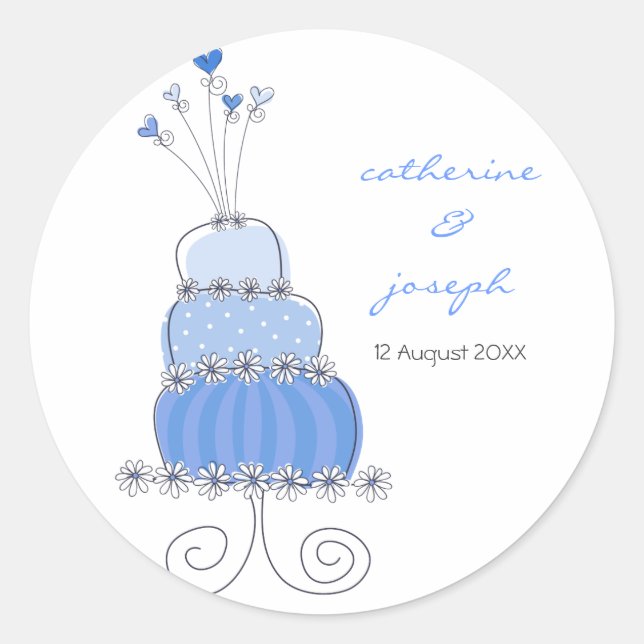 Bolo de Casamento Azul Obrigado Etiqueta do Presen (Frente)