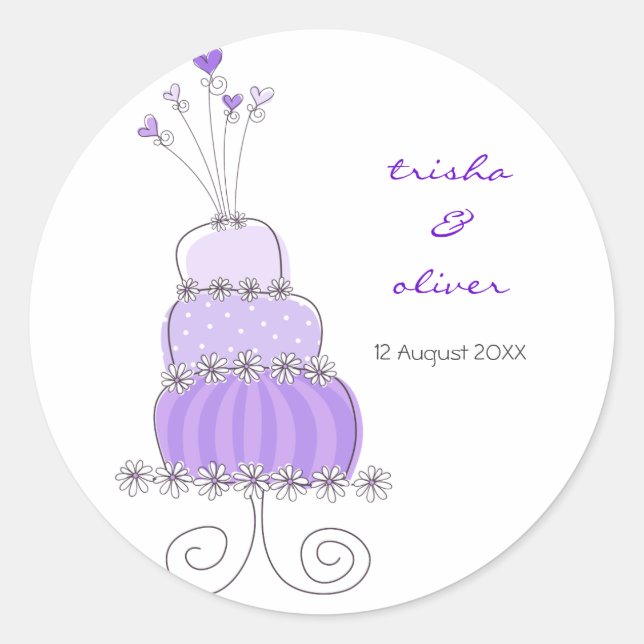 Bolo de Casamento Roxo Obrigado Etiqueta de Oferta (Frente)
