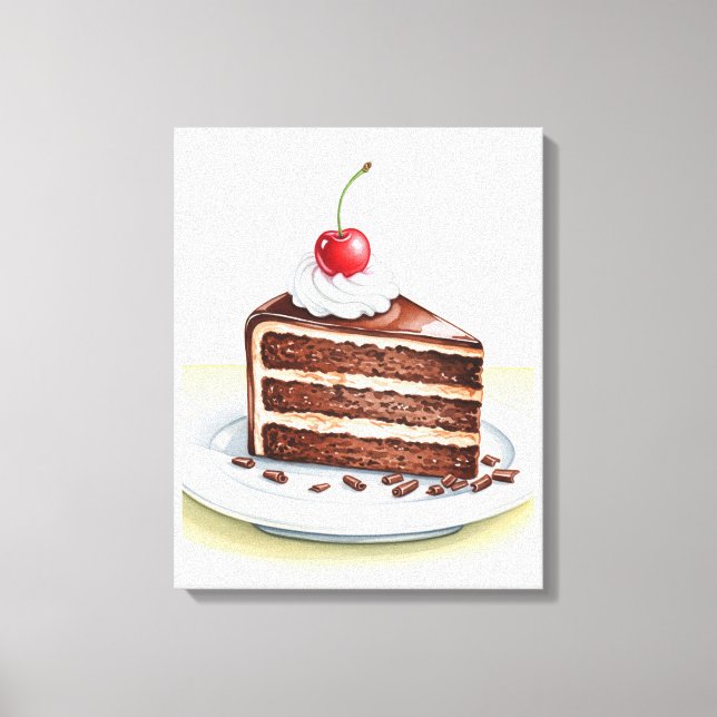 Bolo de Chocolate Arte de Muro de Canvas Esticada (Frente)