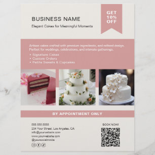 Bolo de Padaria Flyer de Foto Personalizada QR