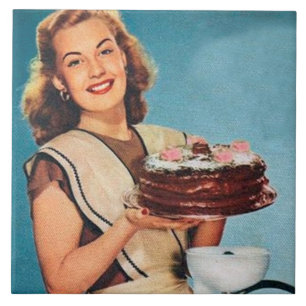 Bolo fofo retrô vintage senhora cozinha