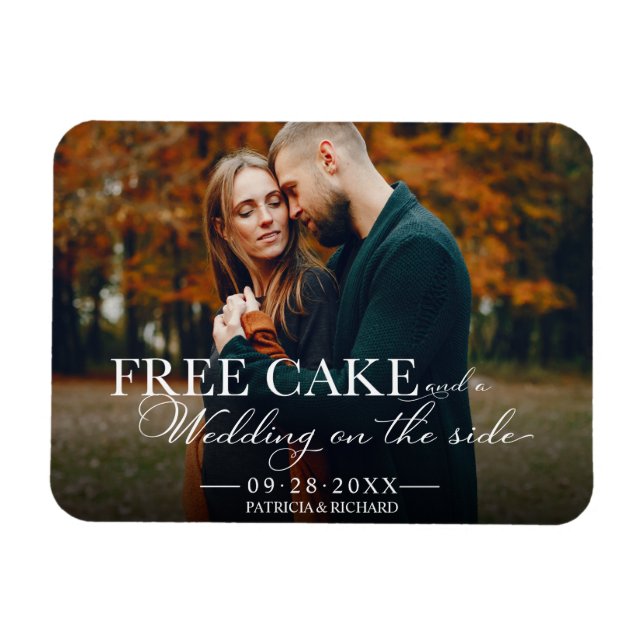 Bolo Grátis Divertido Ímã de Foto de Casamento Sal (Horizontal)