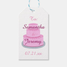 Bolo Rosa com Etiquetas de Presente Personalizadas