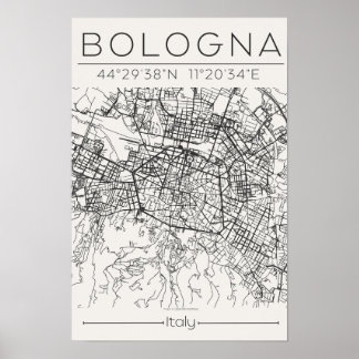 Bologna City Map Poster Modern Minimal Urban art 