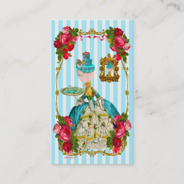 Bolos do azul e cartão de visita do chá do rosa do (Frente)