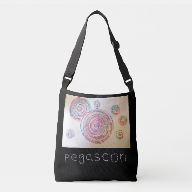 BOLSA AJUSTÁVEL 黒地も白地もある「縁結曼荼羅」のある クロスボディバッグ (Frente)