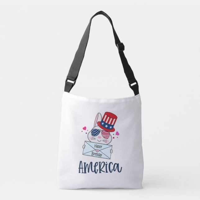 Bolsa Ajustável 4 de julho Rabbit com bandeira dos EUA Óculos Sun (Frente)
