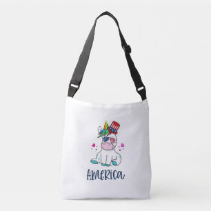 Bolsa Ajustável 4 de julho Unicórnio com bandeira dos EUA Óculos S