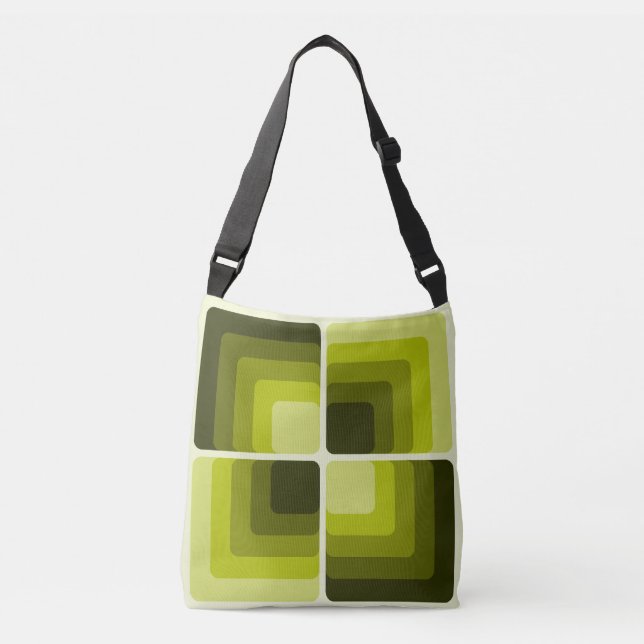 Bolsa Ajustável 70s Rainbow Squares Monochrome Green (Frente)