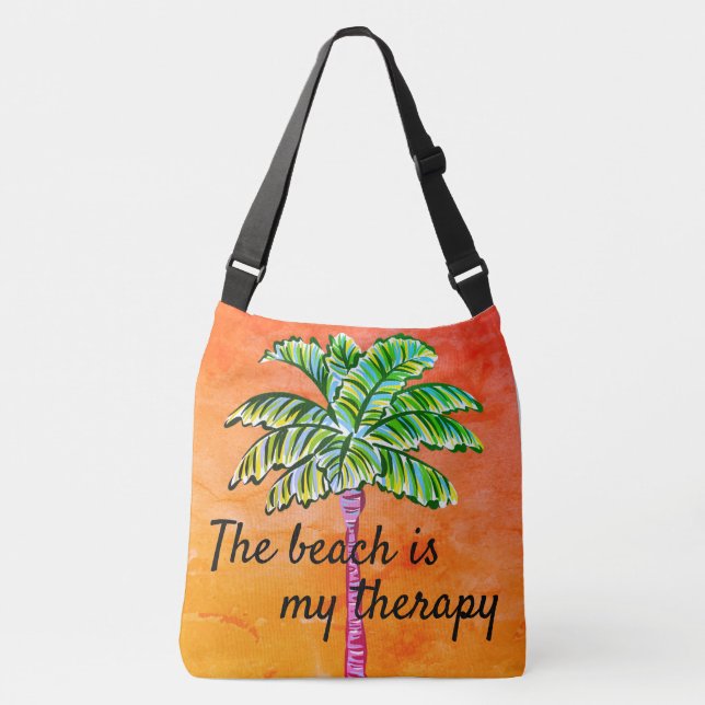 Bolsa Ajustável A praia é minha árvore tropical laranja de palma (Frente)