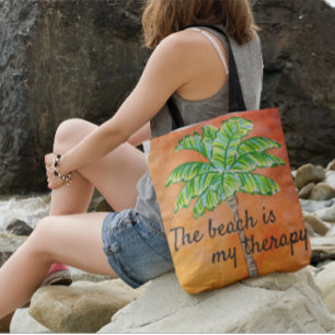 Bolsa Ajustável A praia é minha árvore tropical laranja de palma