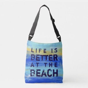 Bolsa Ajustável A vida é melhor na praia - arte abstracta azul