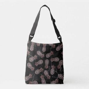 Bolsa Ajustável abacaxi cor-de-rosa do ouro do mármore preto