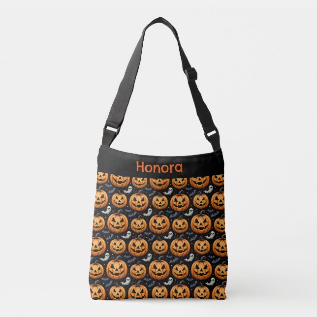 Bolsa Ajustável Abóboras Morcegos e Fantasmas (Frente)