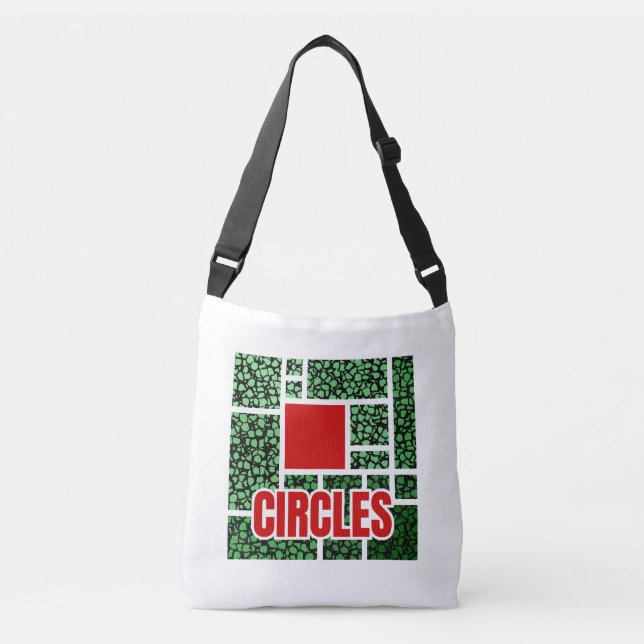 Bolsa Ajustável Abstração com Manchas Verdes e Acentos Vermelhos (Frente)